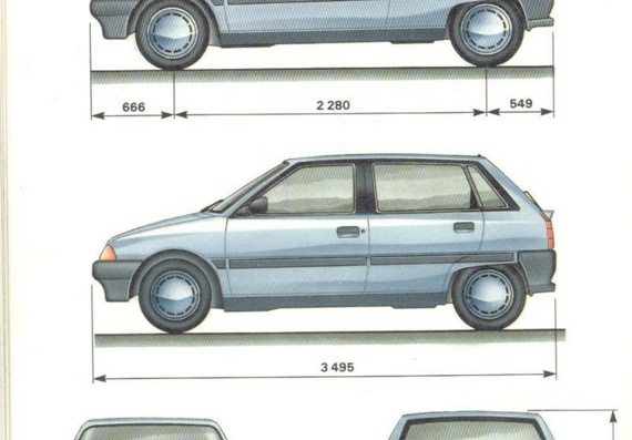 Citroen AX (Cитроен АX) - чертежи (рисунки) автомобиля